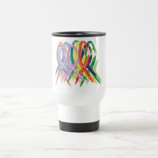 認識度数々の用の色のリボン トラベルマグ (中央)