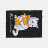 認識度月オレンジリボンキャット フリースブランケット (正面(横))