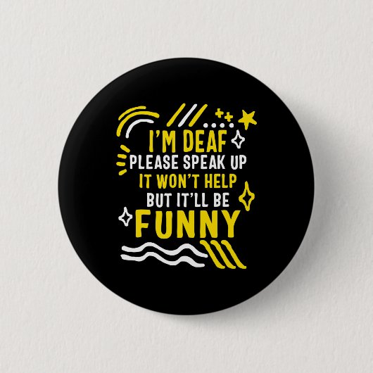 認識度月私は耳が聞こえないAsl Languuを話お願い 缶バッジ (正面)