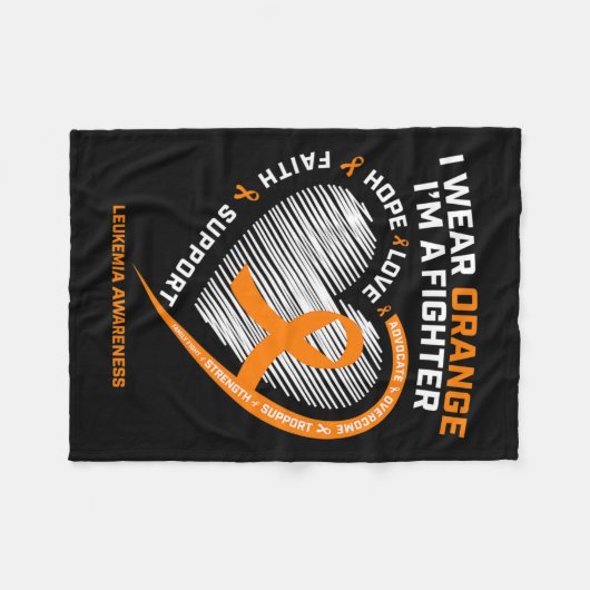 認識度男性女性母パパギフト白血病 フリースブランケット (正面(横))