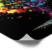 認識度自閉症パズルピースカラフルツリーニューロ ポスター (角)