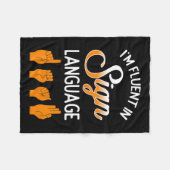 認識度補聴器インプラントSign Languuに堪能 フリースブランケット (正面(横))