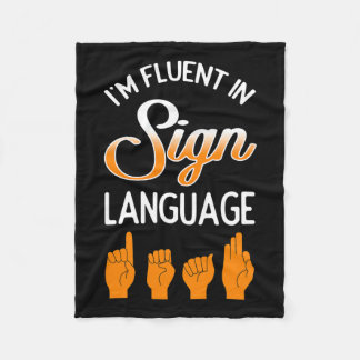 認識度補聴器インプラントSign Languuに堪能 フリースブランケット