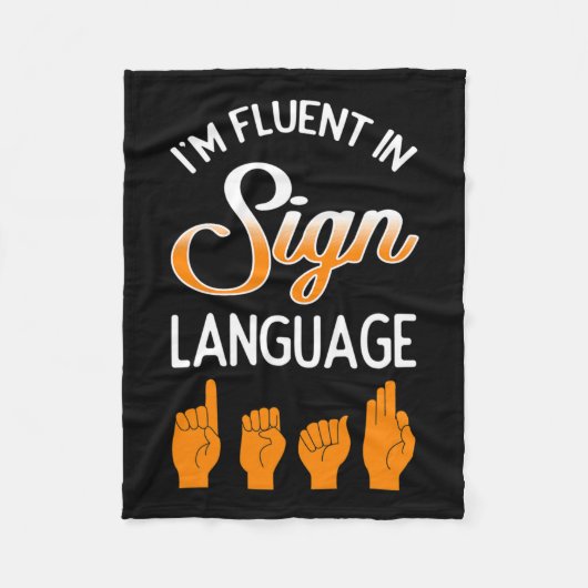 認識度補聴器インプラントSign Languuに堪能 フリースブランケット (正面)