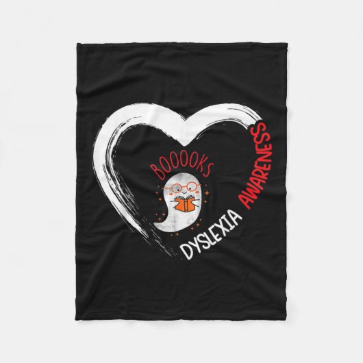 認識度読のハート衣服赤かわいい幽霊本 フリースブランケット (正面)