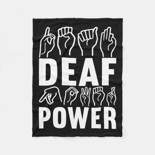 認識度Asl手話アメリカ手話 フリースブランケット (正面)