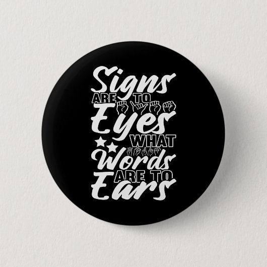 認識度Asl手話アメリカ手話 缶バッジ (正面)
