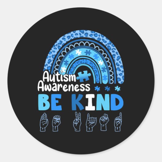 認識度Be Kind Asl手指言語 ラウンドシール (正面)