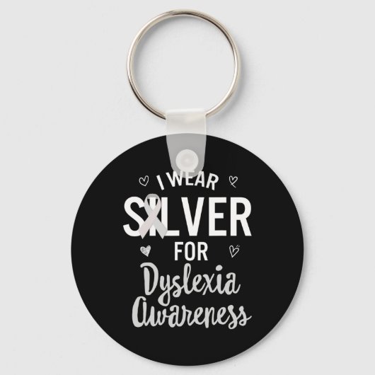 認識度I衣服シルバー学リボン読のDi キーホルダー (正面)