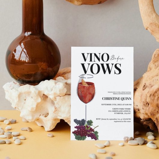 誓いの前にエレガントなヴィーノ ブライダルシャワーのワイン 招待状