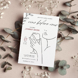 誓いの前にエレガントvino黒&白ブライダルシャワー 招待状