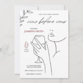 誓いの前にエレガントvino黒&白ブライダルシャワー 招待状 (正面)