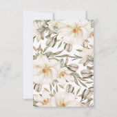 誓いの前にヴィノ 現代の白い花のブライズシャワー サンキューカード (裏面)