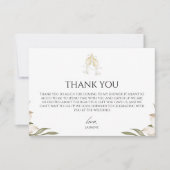 誓いの前にヴィノ 現代の白い花のブライダルシャワー サンキューカード (正面)