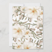 誓いの前にヴィノ 現代の白い花のブライダルシャワー 招待状 (裏面)