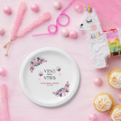 誓いの前にヴィーノ ピンクの花のブライダルシャワー ペーパープレート (パーティー)
