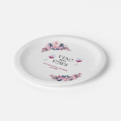 誓いの前にヴィーノ ピンクの花のブライダルシャワー ペーパープレート (アングル)