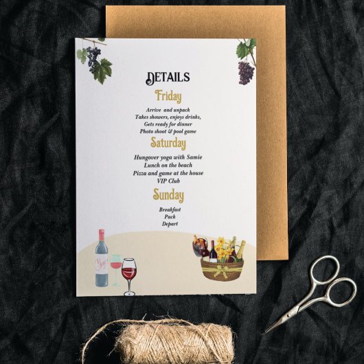 誓いの前にヴィーノ  ブライズメイド週末の招待状 招待状