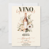 誓いの前のヴィノ モダン ホワイト フローラル ブライダルシャワー 招待状 (正面)