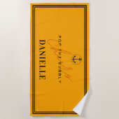 誓いの前インスパイアにシャンパン名オレンジ ビーチタオル (正面)