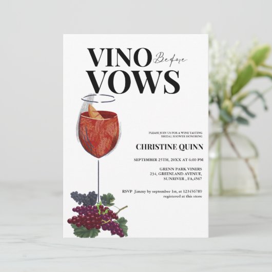 誓いの前エレガントにヴィーノブライダルシャワーワイン 招待状 (スタンド正面)