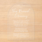 誓いの更新の続編結婚のお祝い アクリル招待状 (正面)