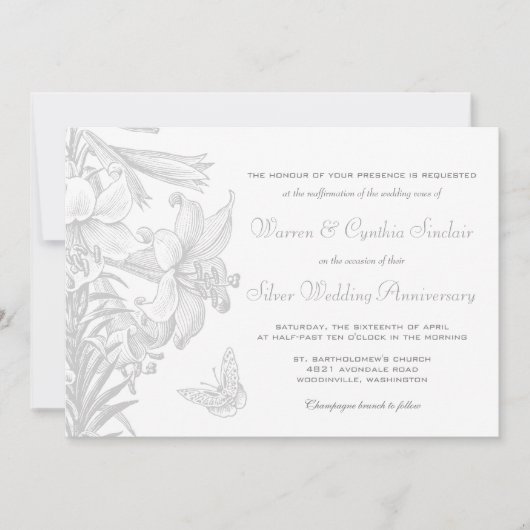 誓いの更新　シルバー　結婚25周年記念日 招待状 (正面)