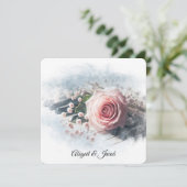 誓いの更新 ピンクのバラ ピアノの鍵盤の上 招待状 (スタンド正面)