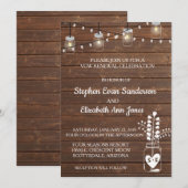 誓いの更新 牧場 メイソンジャー クラシック ウッド ラスティック 招待状 (正面/裏面)