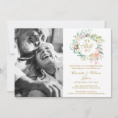 誓いの更新 私たちはまだ愛を育む フローラル フォト アニバーサリー 招待状 (正面)