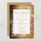 誓いの更新　私たちはまだ愛を誓う　素朴な木製の結婚記念日 招待状 (正面/裏面)