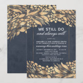 誓いの更新 結婚記念日 ゴールド フォリア 招待状 (正面/裏面)