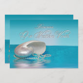 誓いの結婚招待状の更新 – ビーチ/シェル 招待状 (正面/裏面)