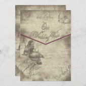 誓いの結婚招待状の更新 – ヴィンテージ/鳥 招待状 (正面/裏面)