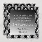 誓いの結婚招待状の更新 – 白黒 招待状 (正面/裏面)