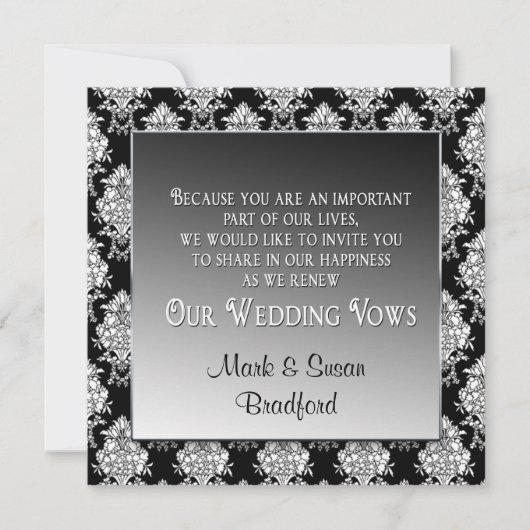 誓いの結婚招待状の更新 – 白黒 招待状 (正面)