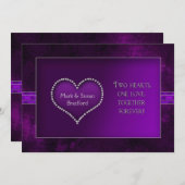 誓いの結婚更新 – 招待状 – 紫/ハート (正面/裏面)