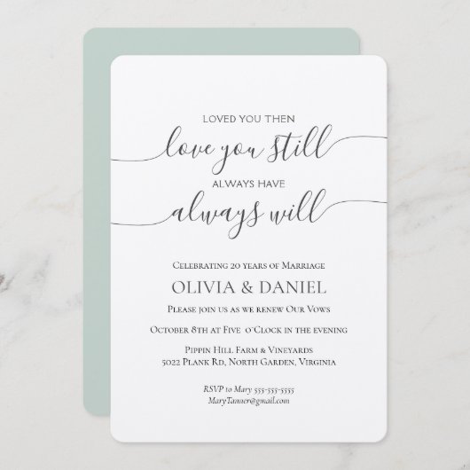 誓いの結婚記念日招待状を更新 招待状 (正面/裏面)