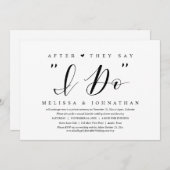 誓いの言葉を交わした後の、結婚記念の食事会 招待状 (正面/裏面)