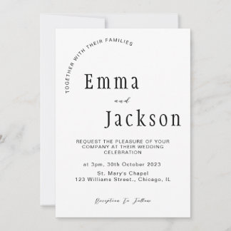 「誓いの言葉を交わす」シンプルでエレガントな結婚式の招待状 招待状