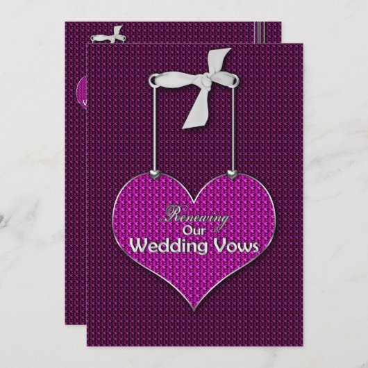 誓いを結婚更新する – 招待状ハート 招待状 (正面/裏面)