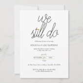 誓い更新我々はまだシックな金ゴールドラブハートをする 招待状 (正面)