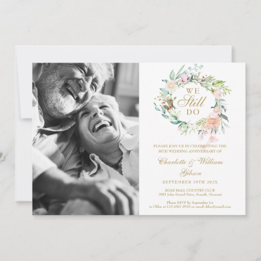 誓い更新我々はまだフローラ写真記念日を行う 招待状 (正面)