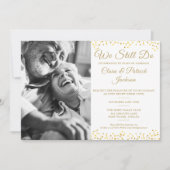 誓い更新我々はまだ金ゴールド写真記念日を行う 招待状 (正面)