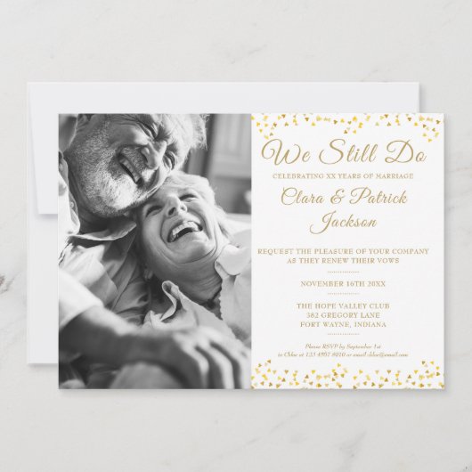 誓い更新我々はまだ金ゴールド写真記念日を行う 招待状 (正面)