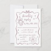 誓お洒落い | 手描きドードル | ウェディング 出欠カード (正面)