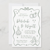 誓お洒落い | 手描きドードル | ウェディング 招待状 (正面)
