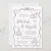 誓お洒落い | 手描きドードル | ウェディング 招待状 (正面)