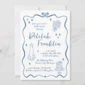 誓お洒落い | 手描きドードル | ブライダルシャワー 招待状 (正面)