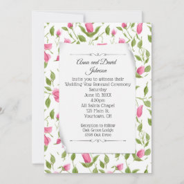 誓の更新のためのピンクローズバッドデザイン 招待状